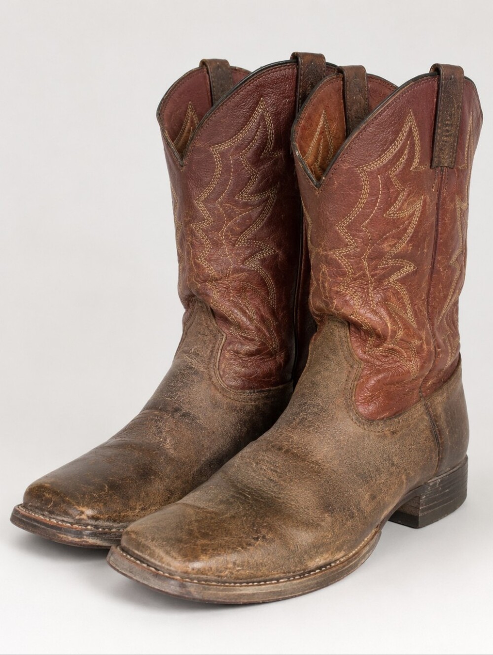 Justin Stampede Chet Cowboy Boots Mens 12D Brown Leather Square Toe 7222 Western